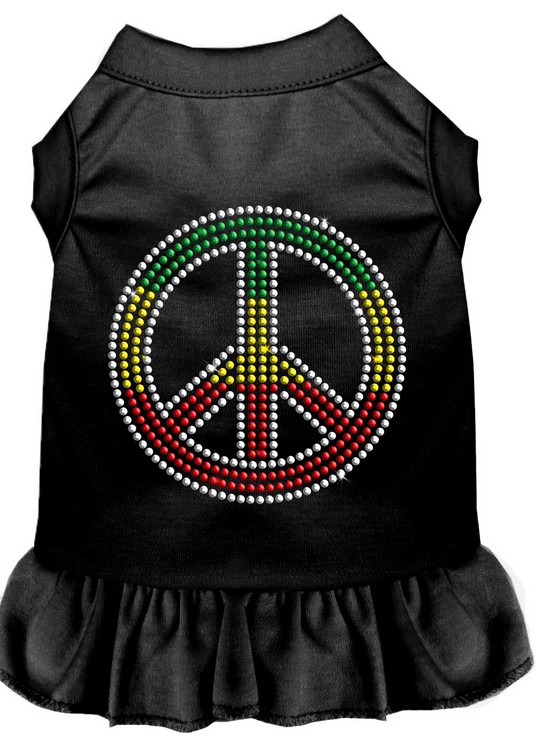 Rhinestone Rasta Peace Dress Black XS